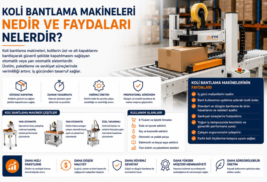 Koli Bantlama Makineleri Nedir ve Faydaları Nelerdir? 1 Koli Bantlama Makineleri Nedir ve Faydaları Nelerdir?